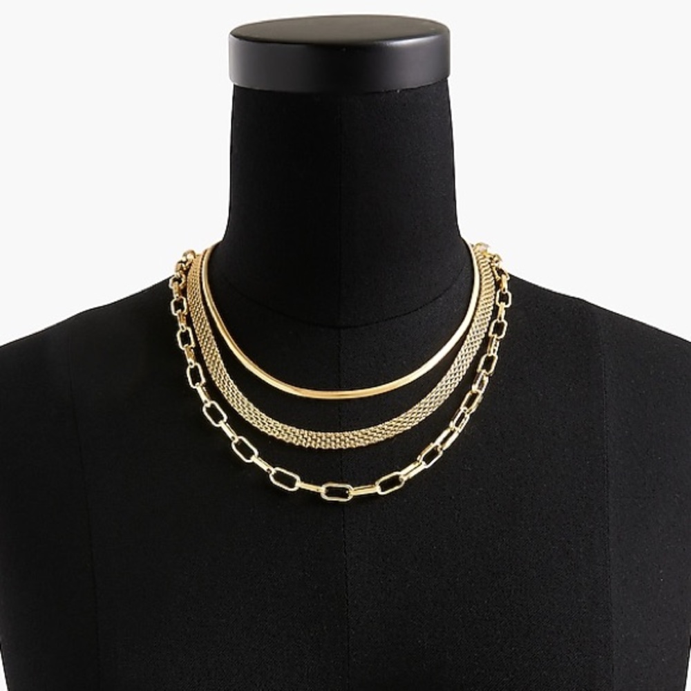 NWT J Crew Factory Multichain layered necklace in rich gold